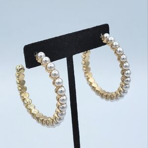 BaubleBar Pearl Hoop Earrings NEW #2269